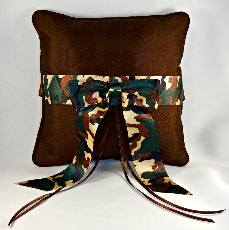 Brown Ring Pillow w/ Gold Camouflage